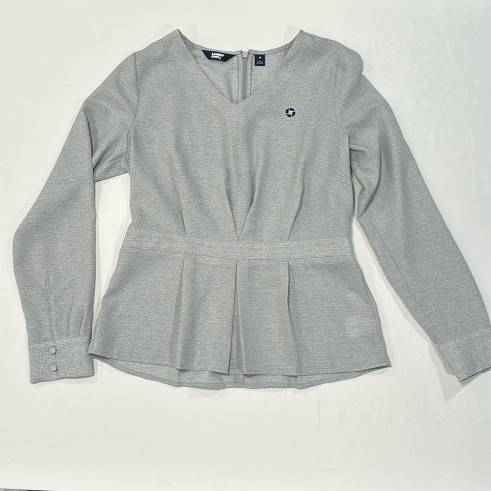 Chase grey pleated waist blouse